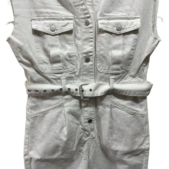 Blank NYC Womens Size S White 'Head in the Clouds' Sleeveless Belted Romper - Picture 6 of 10